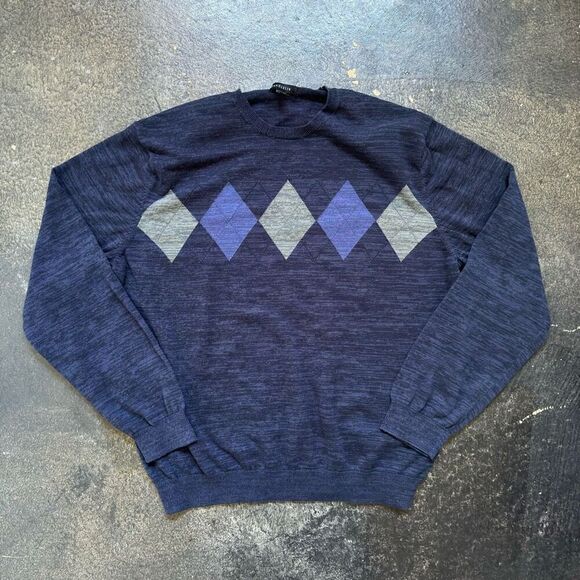 Van Heusen Men’s Preppy Style Sweater Size XL 100% Cotton Diamond Shape Graphic - Picture 1 of 7